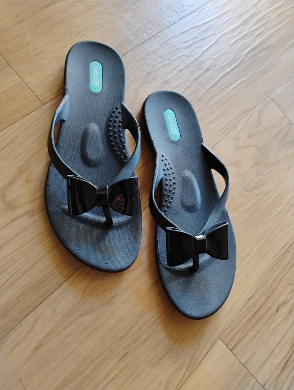 Okabashi OKO-B Womens Black Bow Sandals Size 7, Eu 37